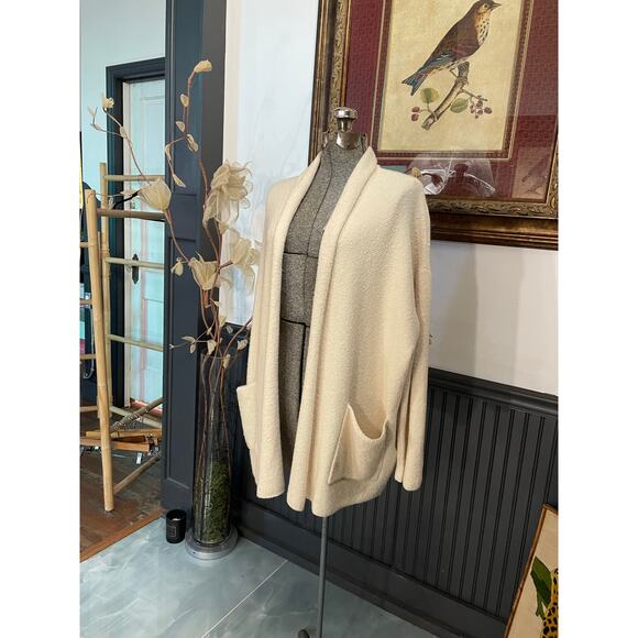 MASAI Copenhagen Cream Boucle Open Front Cardigan Sweater Women’s Medium - Picture 2 of 13